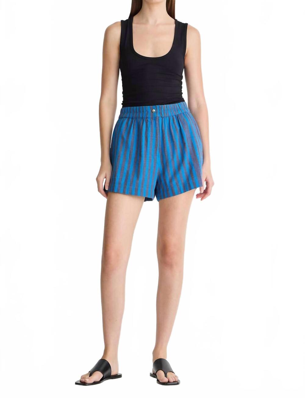 NEW APIECE APART mar pull on short in blue pond stripe